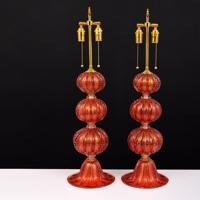 Pair of Large Alberto Dona Murano Ball Lamps, 34H - Sold for $2,125 on 11-06-2021 (Lot 78).jpg